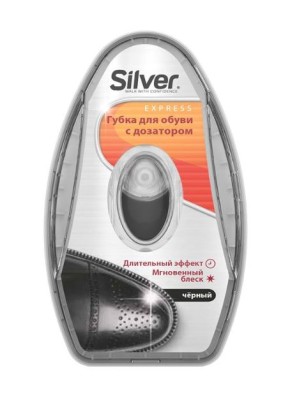 Губка для обуви Silver с дозатором силикон черная