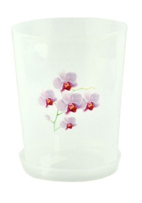 Горшок для орхидей 3.5 л белый с декором/с поддоном/М1606/Альтернатива