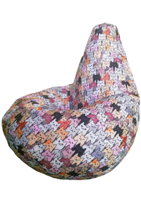 Мешок  для сидения "груша"/Оксфорд, Коты серые/размер Стандарт/1300х900