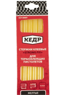 Клеевые стержни Кедр /желт./11,2 мм* 200 мм / 6  шт