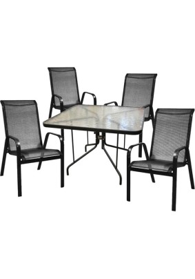 Комплект мебели Сан-Ремо 2(стол 1000х1000х720 +4 стула) цвет: черный
