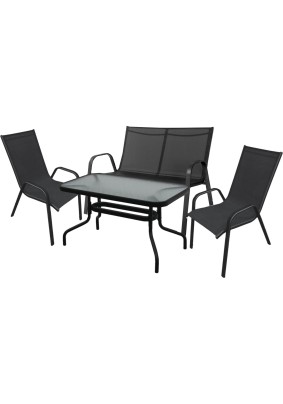 Комплект мебели Сан-Ремо Делюкс (2кресла+диван+стол) цвет: черный