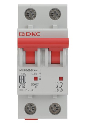 Автоматический выключатель  6А 2-полюс. DKC MD63 YON MD63-2C6-6