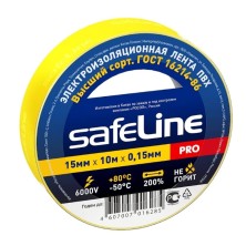Изолента ПВХ/15х10/Safeline желтый