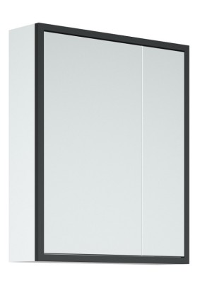 Шкаф зеркальный "Айрон 70", черный/белый