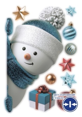 Наклейка NP 1047 "Снеговик в голубой шапке"/Декоретто  S