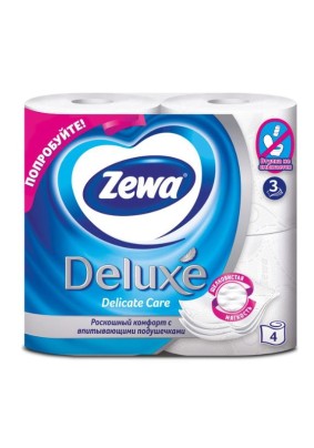 Туалетная бумага 3 слоя 4 шт Zewa Deluxe Белая