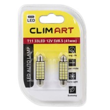 Лампа автомобильная светодиодная Clim Art T11 33LED 12V SV8.5 (C5W/41mm) 2шт