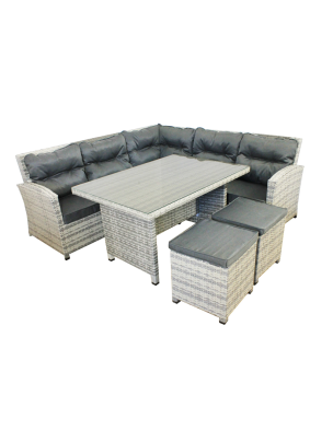 Комплект мебели Версаль 7026 Цвет:серо-белый/серый(стол+2 пуфа+диван 3-хмест.,диван 2-х мест.)
