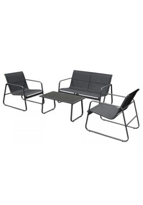 Комплект мебели Санторини R40166 Цвет:черный(диван+стол+2 кресла)