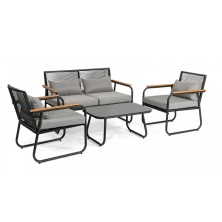 Комплект мебели Амелия GS012 Цвет: черный/серый(2 кресла+стол+диван)