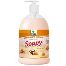 Крем-мыло Clean&Green Soapy Молоко и мед увлажняющее с дозатором 1л