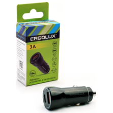 АЗУ Ergolux 3A USB + Type-C черное