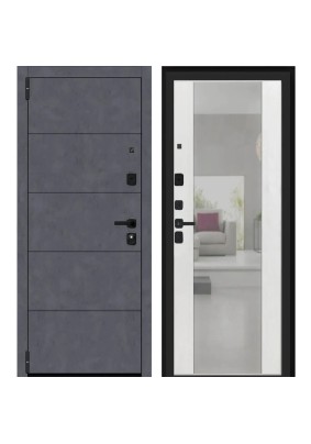 Дверь меаллическая. L-62 Бетон графит/Белый левая 2050х880мм