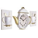 Комплект, часы настенные чайник 3530+2-004  29х34см+2 чашки, корпус белый с золотом 