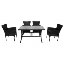 Комплект мебели Аскер  арт.GS015/GS017 (4 стула+стол) цвет:черный, серый