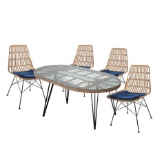 Комплект мебели Габриел  арт.GS005/GS007 (4стула+стол) цвет: бежевый, синий