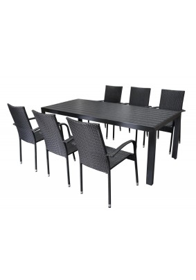 Комплект мебели Парис Люкс XL  арт.GS013/GS024 (6стульев+стол)  цвет: черный