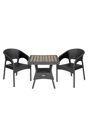 Комплект мебели Ola Dom  арт.S-GS03+K-GS03 (2стула+стол) цвет: антрацит