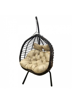 Подвесное двойное кресло Ортис Цвет: коричневый/цвет подушки бежевый (150 кг)
