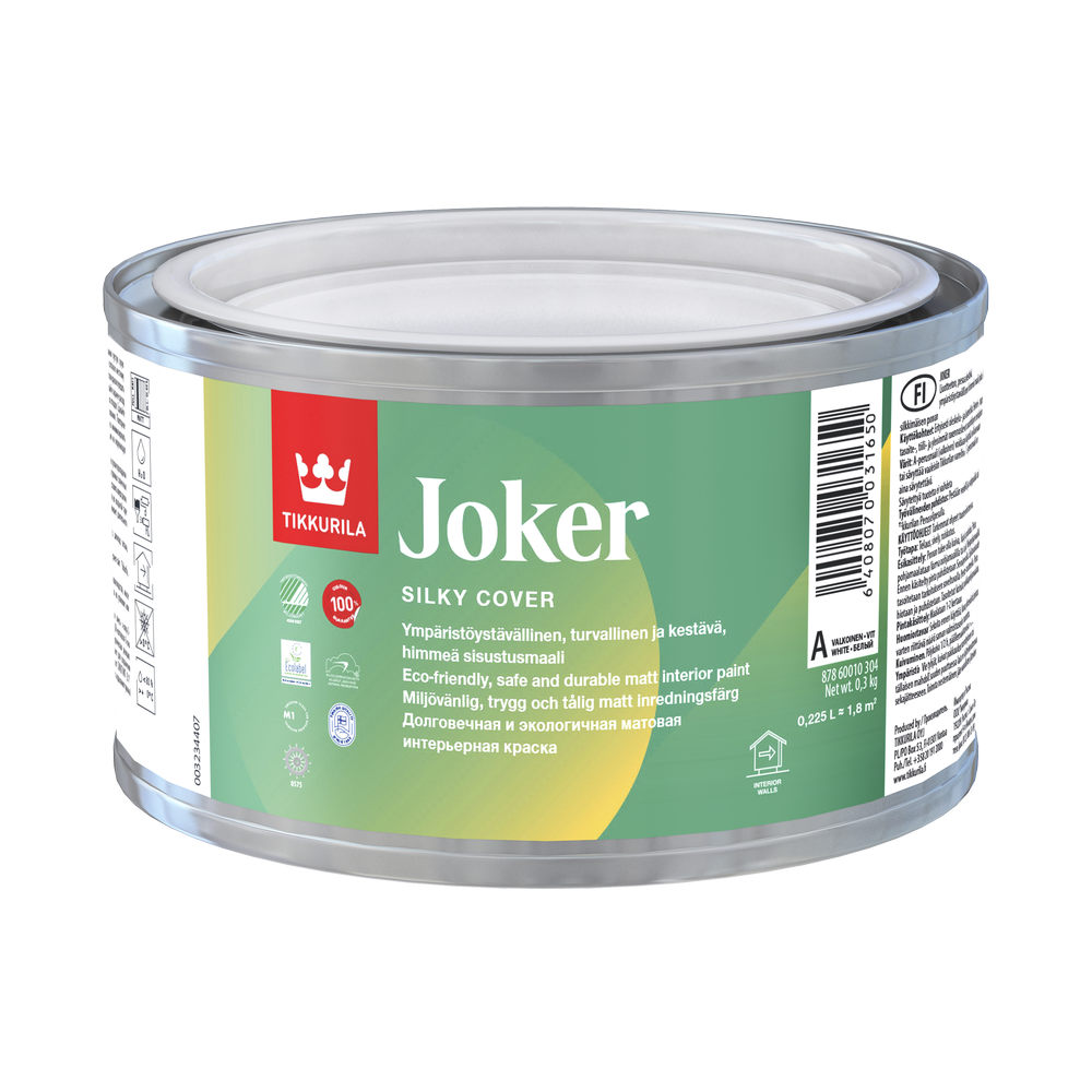 Краска интерьерная Joker/шелковисто-матовая/Tikkurila/Прозрачная  С/ФИНЛЯНДИЯ/0,225 л/ - купить по выгодной цене в интернет-магазине ТЦ  Стройка